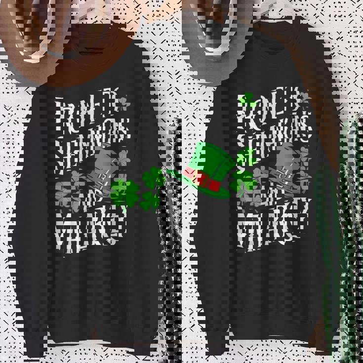 Prone To Shenanigans And & Malarkey St Patrick's Day Green Sweatshirt Gifts for Old Women