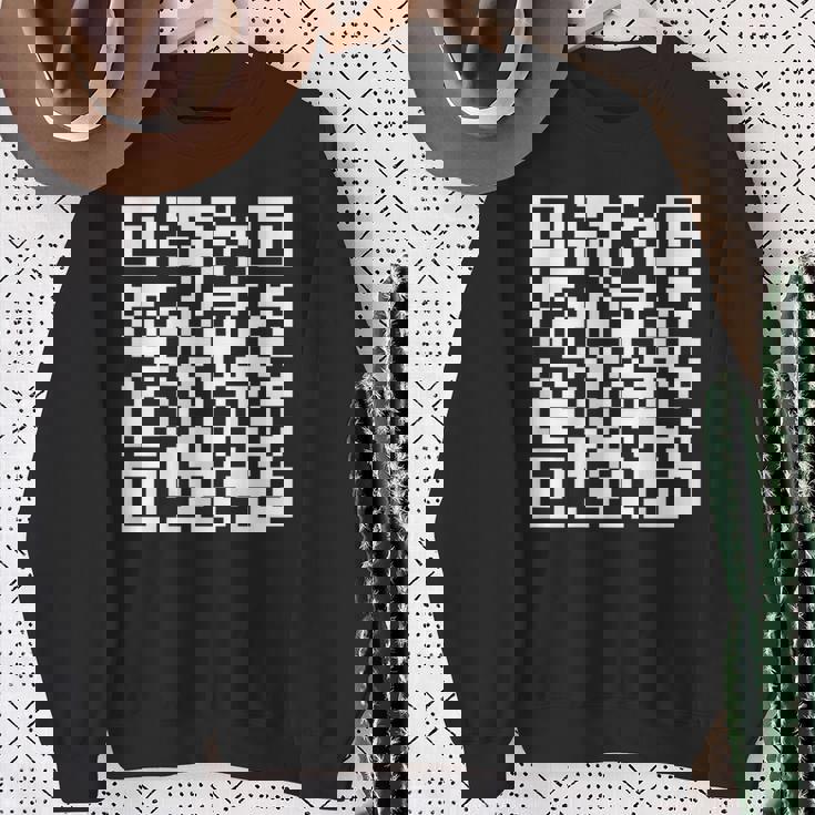 Qr Scan Code Adult Sarcasm Humor F-Ck You Fu Back Print Pull Sweatshirt Gifts for Old Women