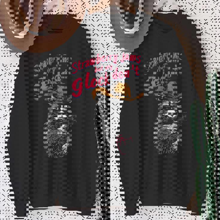 Quirky Raccoon Sweatshirt - Playful Strawberry Jam Theme Gifts for Old Women