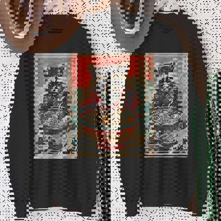 Raccoon Eating Ramen Japanese Noodles Racoon Anime Sweatshirt Gifts for Old Women