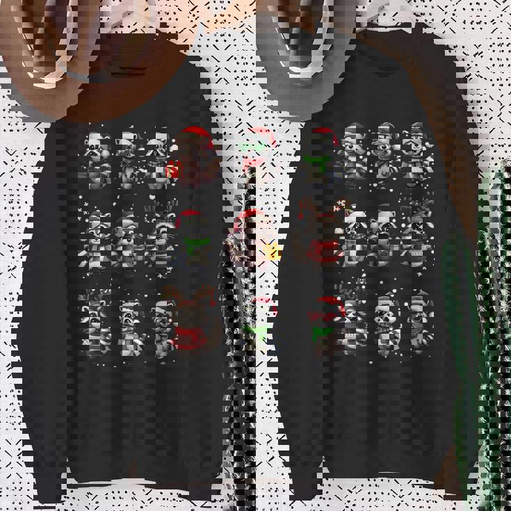 Raccoon Lover Christmas Lights Sweatshirt - Festive Pajama Top Gifts for Old Women