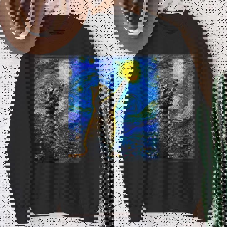 Raccoon Lover Sweatshirt - Starry Night Van Gogh Design Gifts for Old Women
