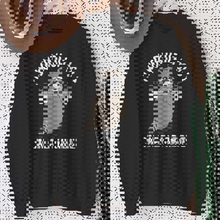 Raccoon Workout Sweatshirt - Fun Trash Panda Gym Apparel Gifts for Old Women