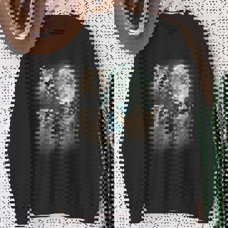 Raccoons Howling at Moon Sweatshirt | Unique & Whimsical Design Gifts for Old Women