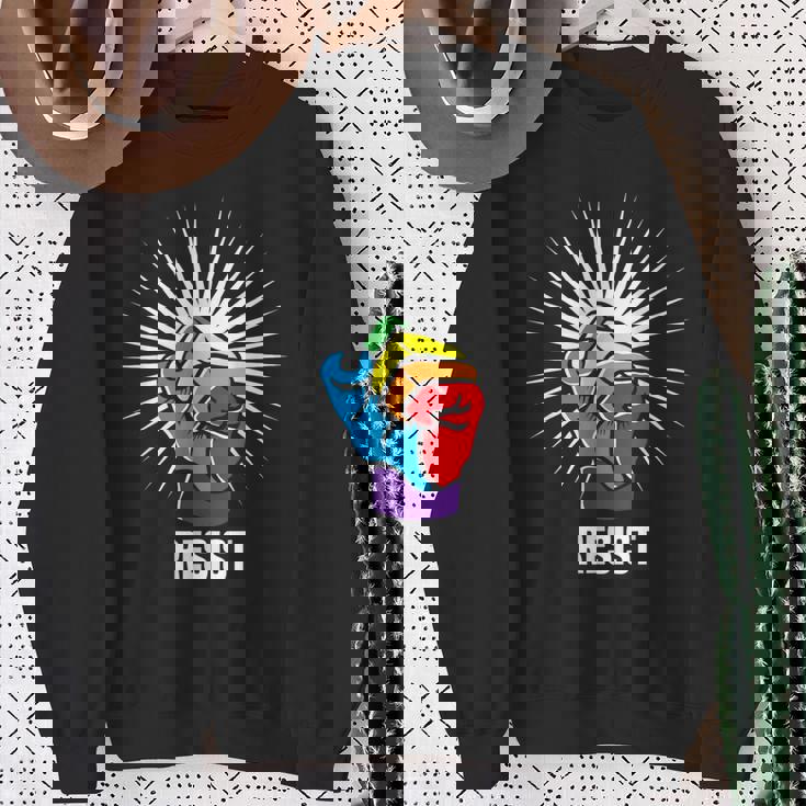 Rainbow Resist Trump Anti-Trump LGBT Gay Pride Tee Sweatshirt Gifts for Old Women