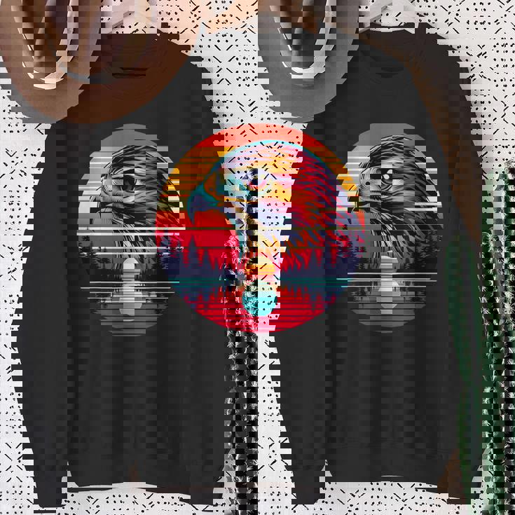 Red-Tailed Hawk Bird Sunset Retro Style Safari Vintage 70S Sweatshirt Gifts for Old Women