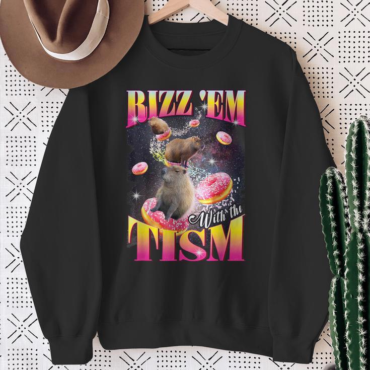 Rizz 'Em With The Tism Donut Capybara Sweatshirt Gifts for Old Women