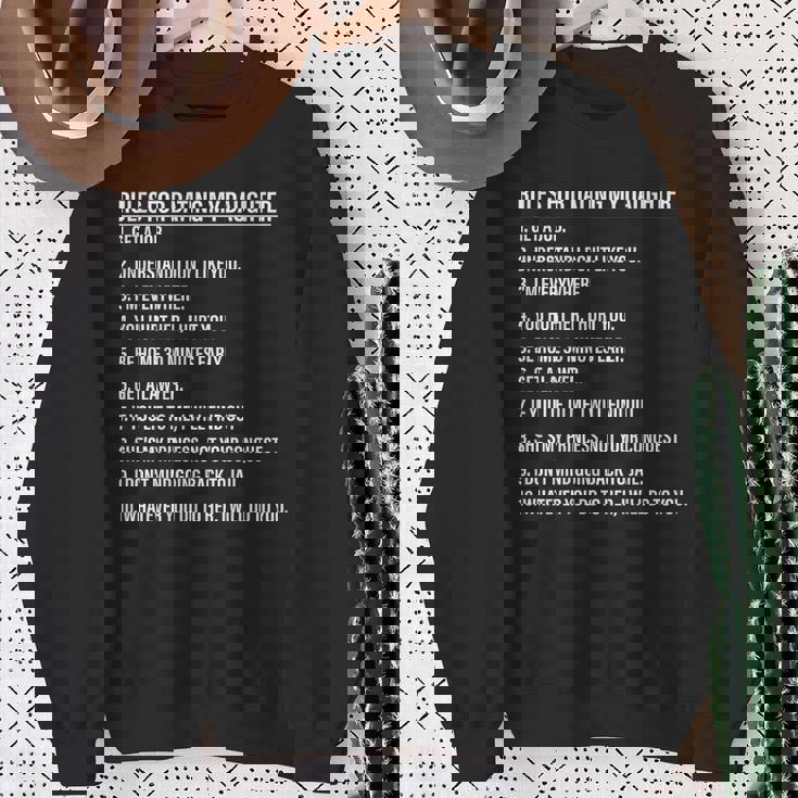 Rules For Dating My Daughter Dad Daughter On Back Sweatshirt Gifts for Old Women