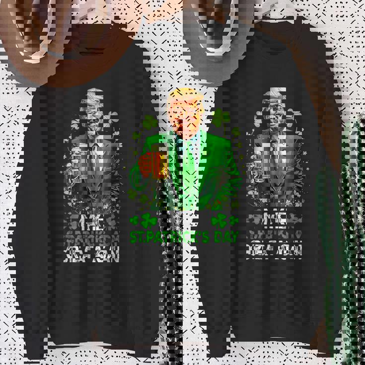 Make Saint Patrick's Day Great Again Usa Flag Trump Sweatshirt Gifts for Old Women