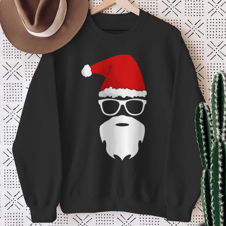 Santa Claus Christmas Hat Beard Sunglasses Christmas Sweatshirt Geschenke für alte Frauen