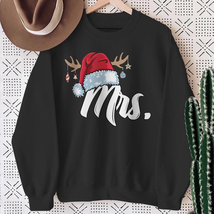 Santa Claus Hat Mrs Partner Outfit For Christmas Sweatshirt Geschenke für alte Frauen