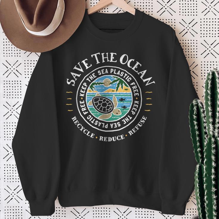 Save The Ocean Keep Sea Plastic Free Turtle Sweatshirt Geschenke für alte Frauen