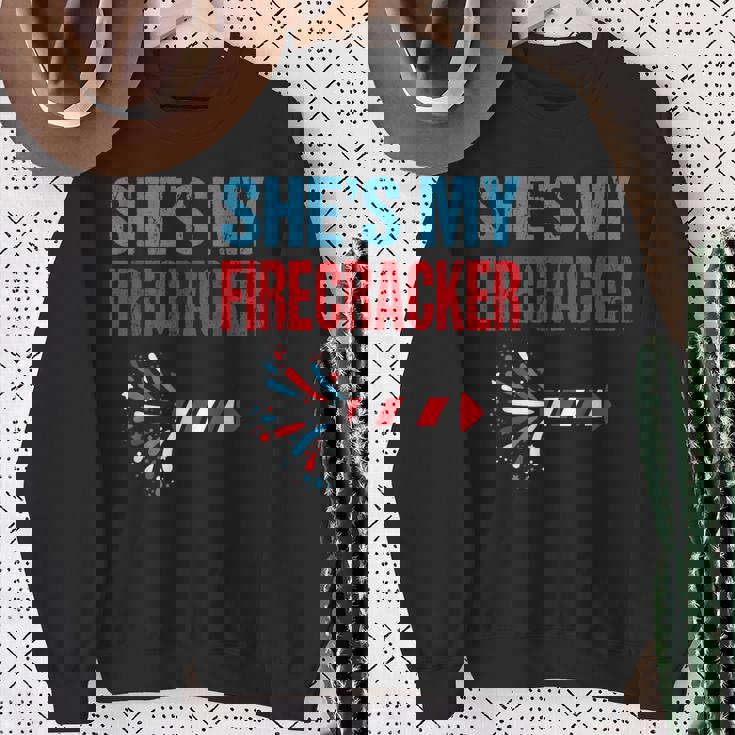 She's My Firecracker 4th Of July Fireworks Matching Couples Sweatshirt Gifts for Old Women