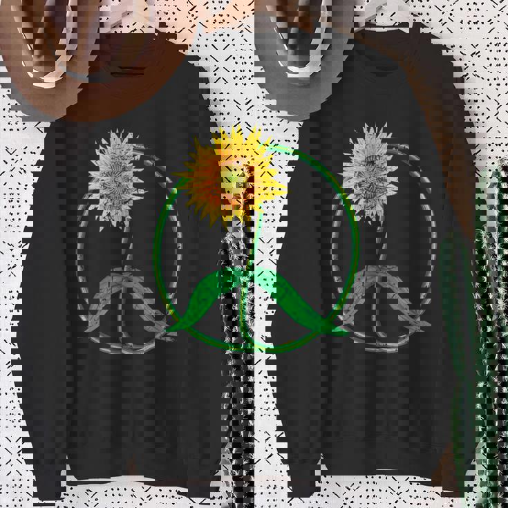 Signe De Paix Tournesol 60S 70S Hippie Fleur Symbole De Paix Sweater e Cadeaux pour les femmes âgées