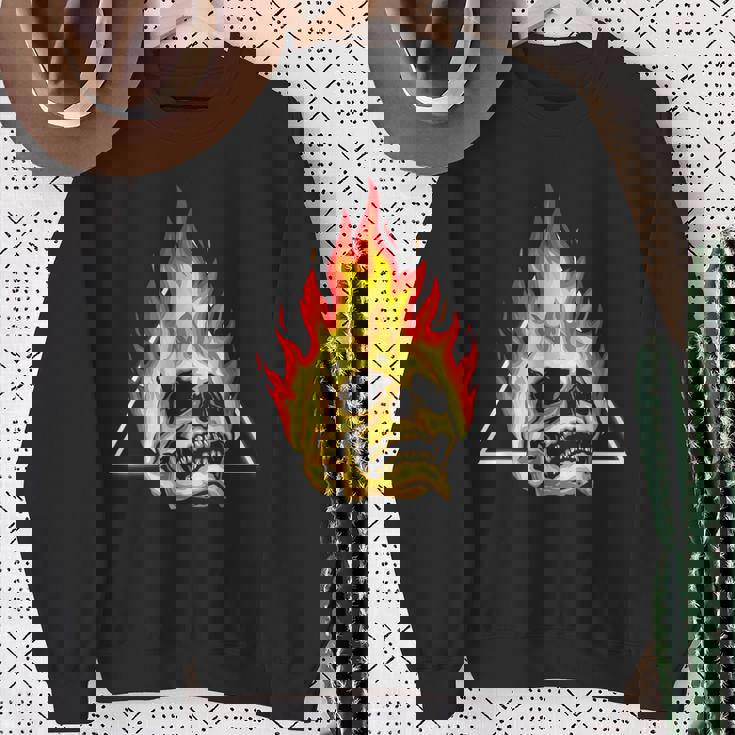 Skull Pyro Burning Skeleton Fire Fireworks Pyrotechnician Sweatshirt Gifts for Old Women
