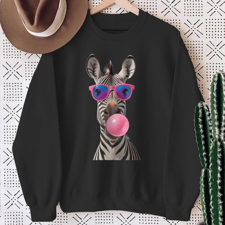 Snirt Zebra Bubblegum Bubble Pink Sunglasses Sweatshirt Geschenke für alte Frauen