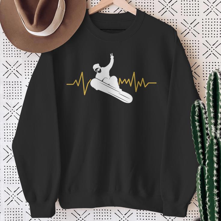 Snowboard Ekg Heartbeat Snowboarding Sweatshirt Geschenke für alte Frauen