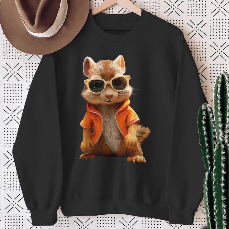 Squirrel With Sunglasses Animal Lovers Cute Rodent Sweatshirt Geschenke für alte Frauen