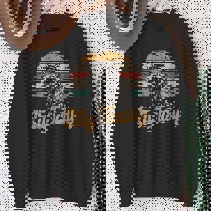 Stay Trashy Meme Sweatshirt - Funny Opossum & Raccoon Design Gifts for Old Women
