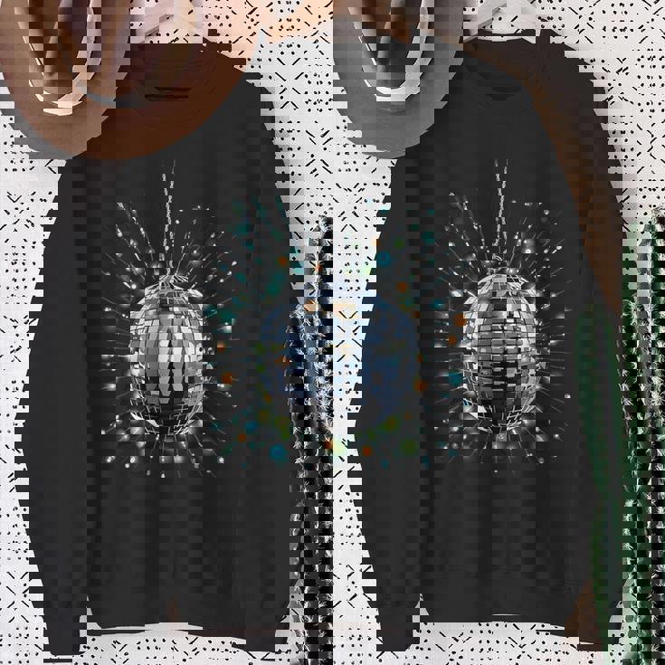 Techno Plattenspieler Und Discoball Outfits Retro Disco Ball Party Schwarz S Disco- Sweatshirt Geschenke für alte Frauen