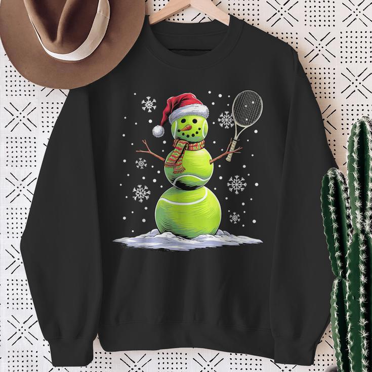 Tennis Snowman Tennis Player Santa Hat Christmas Sweatshirt Geschenke für alte Frauen