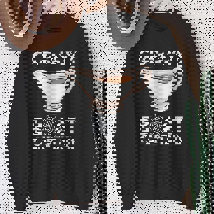 Thanksgiving Gravy Boat Captain I Love Gravy Premium Sweatshirt Gifts for Old Women