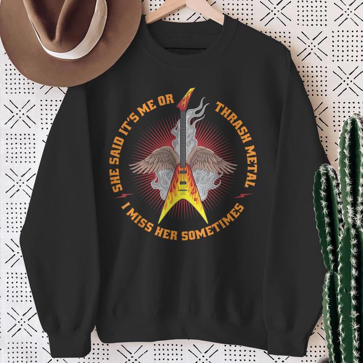 Thrash Metal Outfit Guitarra Soloinilo Concierto Thrash Metal Camisa de entrenamiento Regalos para ancianas