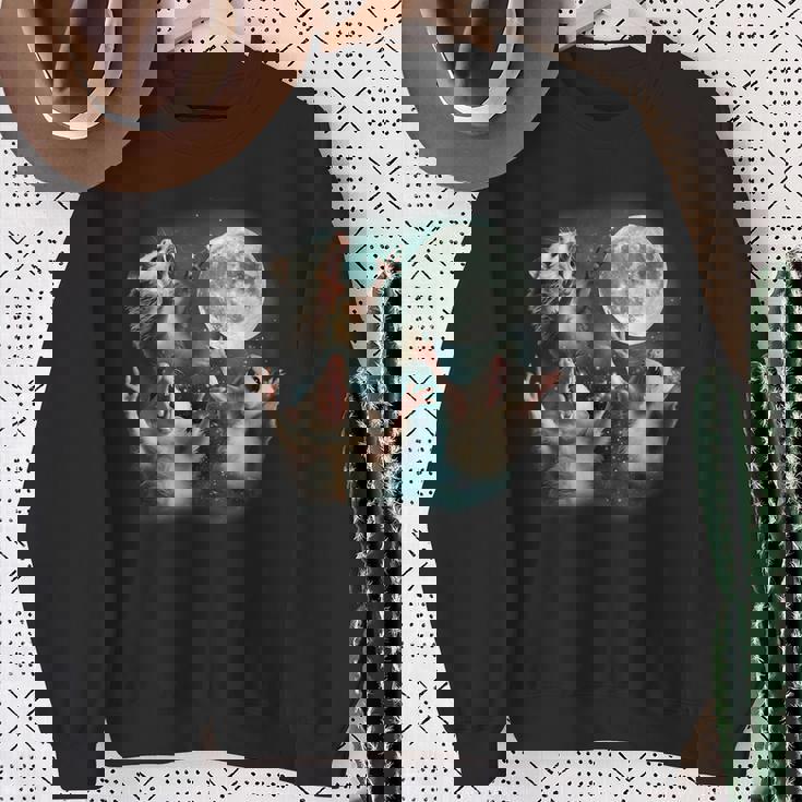 Three Possum Moon 3 Opossum Weird Cursed Meme Sweatshirt Gifts for Old Women