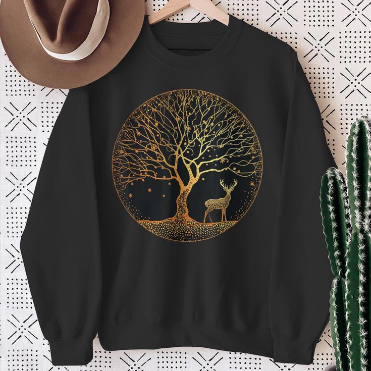 Tree Of Life Tree Of Life Yoga Meditation Tree Deer Sweatshirt Geschenke für alte Frauen