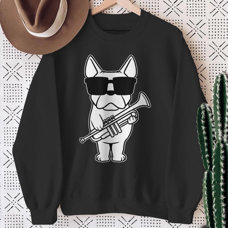 Trumpet Player Brass Musician Dog With Trumpet Sweatshirt Geschenke für alte Frauen