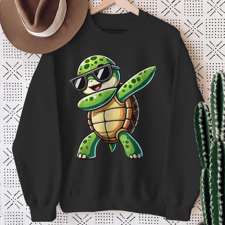 Turtle Dabbing Turtle With Toad Motif Sweatshirt Geschenke für alte Frauen