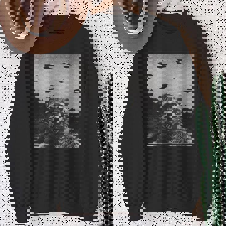 UFO Raccoon Sweatshirt | Unisex | Fun Alien Adventure Design Gifts for Old Women