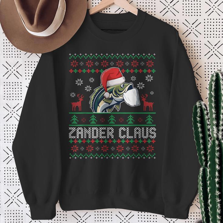 Ugly Christmas Zander Claus Angler Weihnachten Fishing Sports Sweatshirt Geschenke für alte Frauen