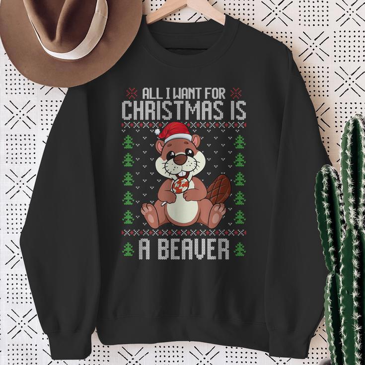 Ugly Xmas Sweater Christmas Beavers Lover Sweatshirt Geschenke für alte Frauen