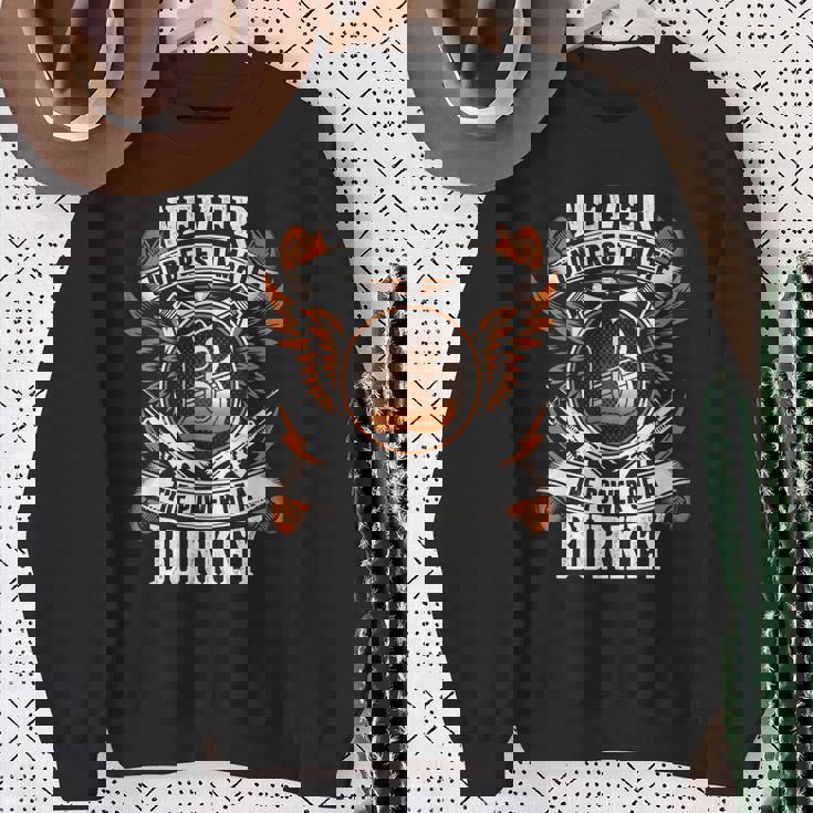 Never Underestimate The Power Of Burkey Burkey Name Sweatshirt Gifts for Old Women