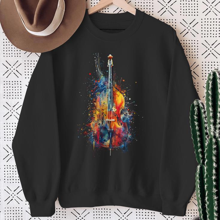 Upright Bass Instrument On Colourful Lacquered Double Bass Sweatshirt Geschenke für alte Frauen