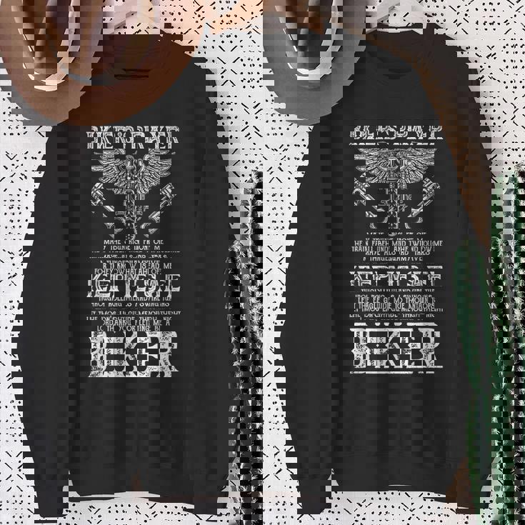 Vintage Motorcycle Biker Biker's Prayer Biking Motorcycling Sweatshirt Gifts for Old Women