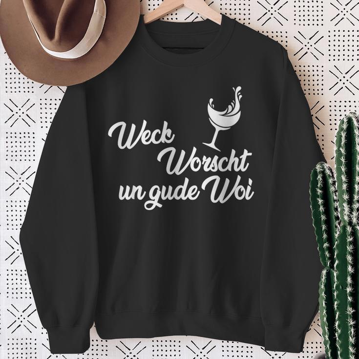 Weck Worscht Un Gude Woi Hessen Pfalz Saying Dialect Sweatshirt Geschenke für alte Frauen