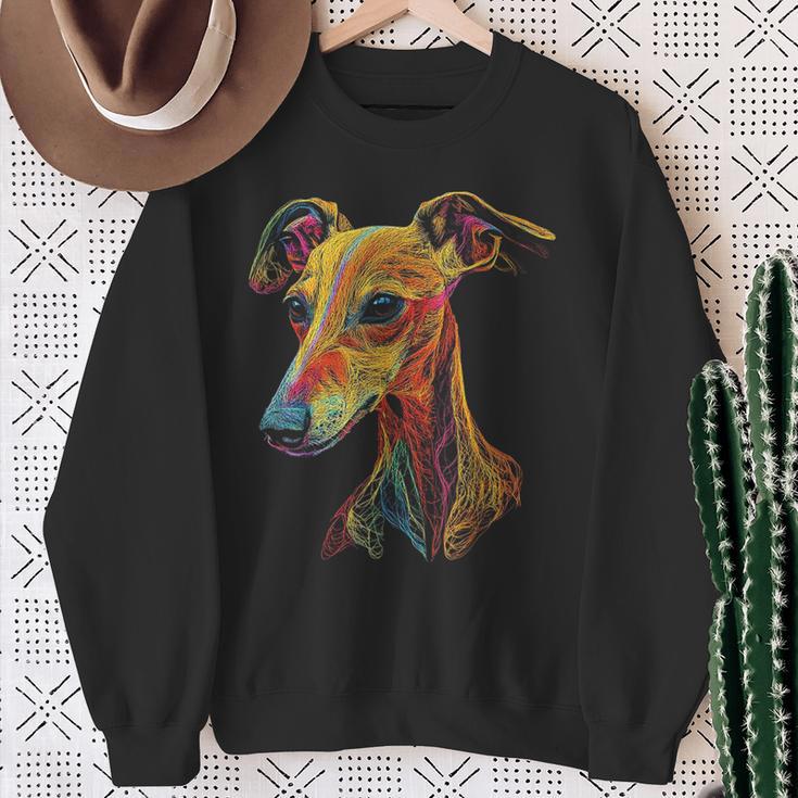 Whippet Dog Motif Pet Illustration Colourful Whippet Sweatshirt Geschenke für alte Frauen