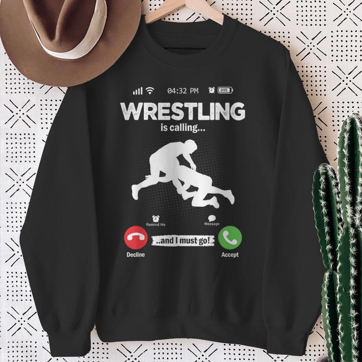 The Wrestling Calls Retro Wrestling Wrestling Sweatshirt Geschenke für alte Frauen