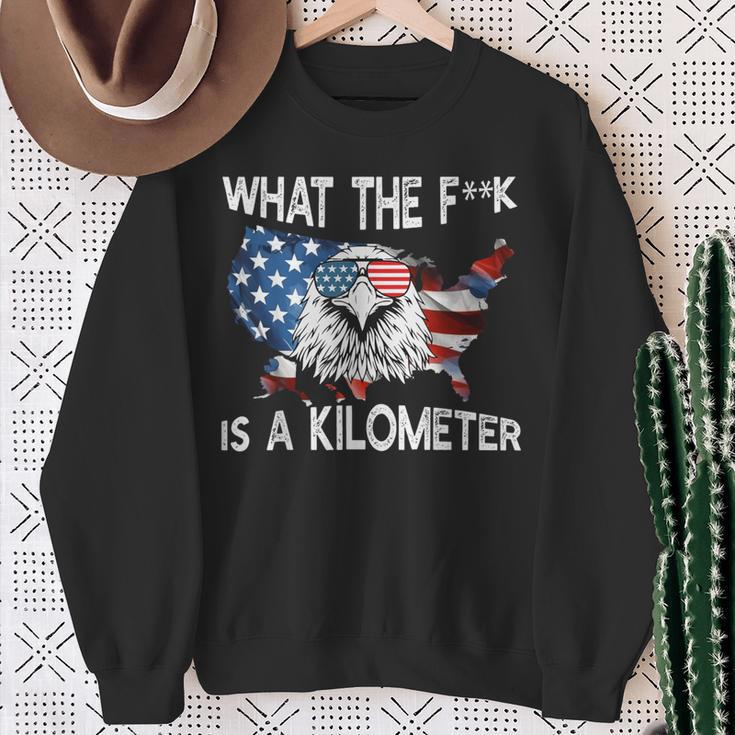 Wtf What The Is A Kilometer George Washington 4Th Of July Sweatshirt Geschenke für alte Frauen