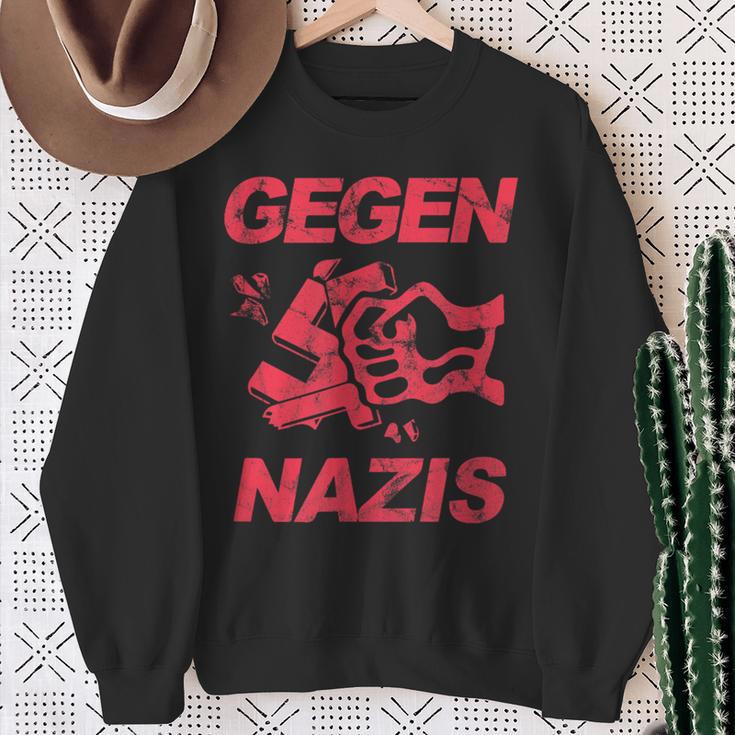 Zeichen Setzen Gegen Rechts Gegen Nazisintage Sweatshirt Geschenke für alte Frauen