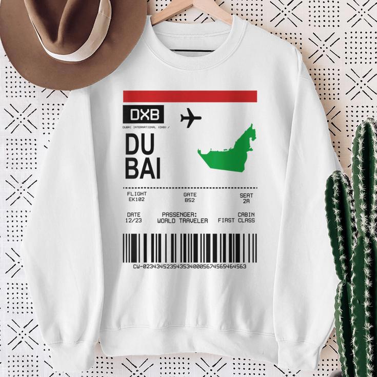 Board Ticket Dubai Dxb Airport Passenger Flight S Sweatshirt Geschenke für alte Frauen