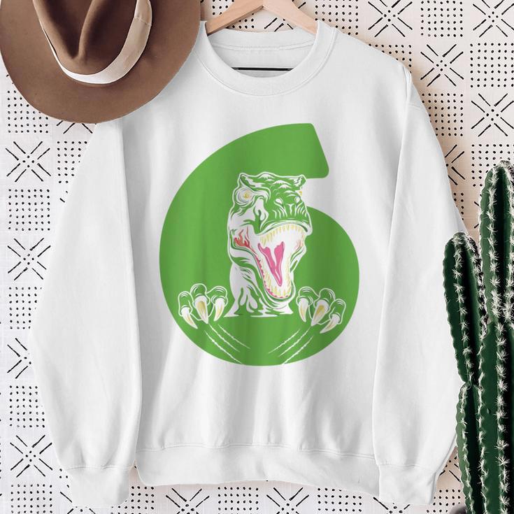 Children's 6Th Birthday Boy 6 Years Dino Dinosaur Birthday Sweatshirt Geschenke für alte Frauen