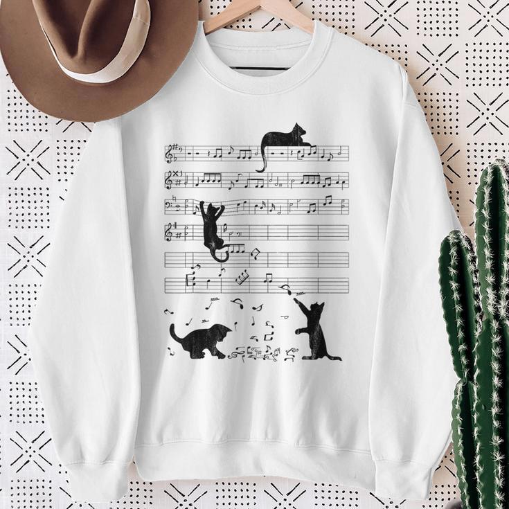 Cute Cat Music Noteintage Notes Musician Sweatshirt Geschenke für alte Frauen