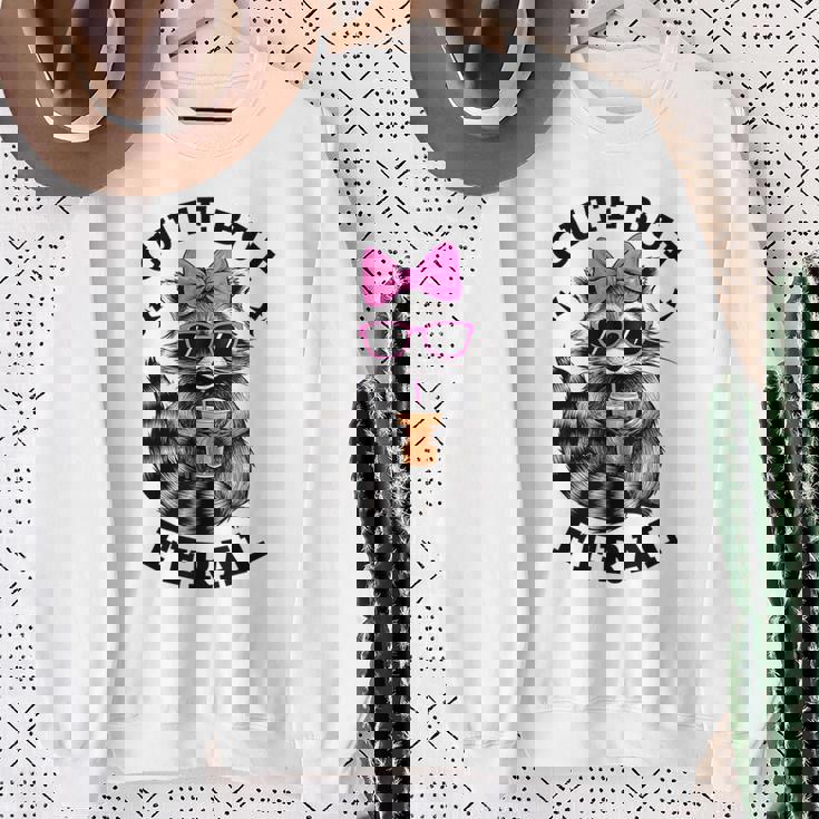 Cute Feral Raccoon Sweatshirt - Small - Vibrant & Playful Design Gifts for Old Women