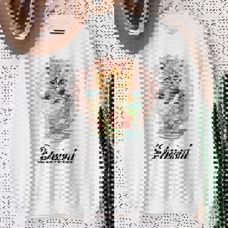 Delusional Coquette Cat Kitten Pink Bow Ribbon Y2k Aesthetic Sweatshirt Gifts for Old Women