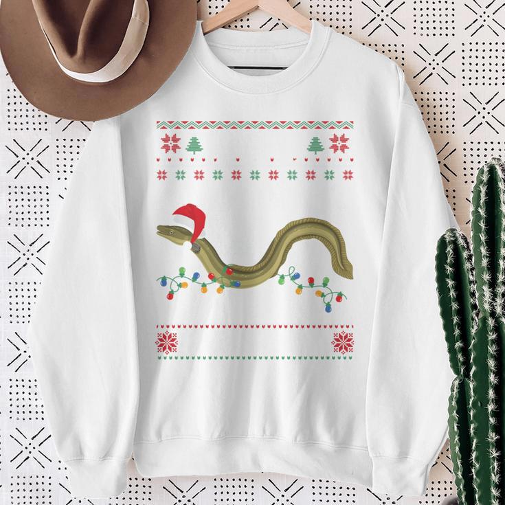 Eel I Want For Christmas I Angler Ugly Christmas Sweater Sweatshirt Geschenke für alte Frauen