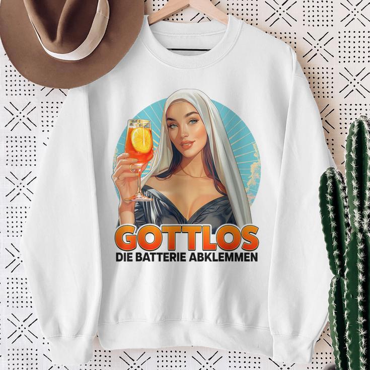 Gottlos Die Batterie Abklemmen X Nonne Nun Aperölchen Spritz Sweatshirt Geschenke für alte Frauen