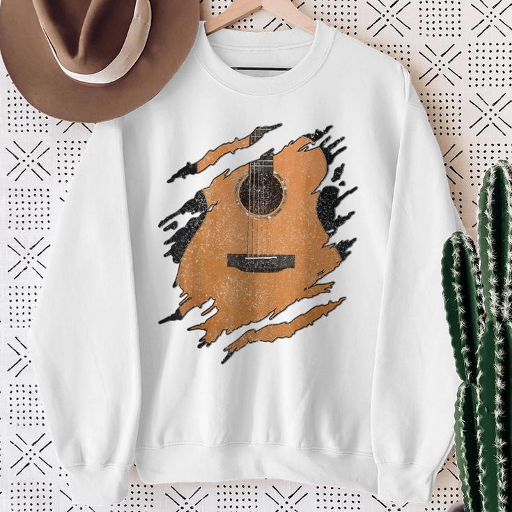 With Guitar Acoustic Music Guitarist Musician Blue Sweatshirt Geschenke für alte Frauen